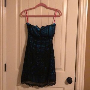 Cute Betsey Johnson Blue/Black crochet minidress